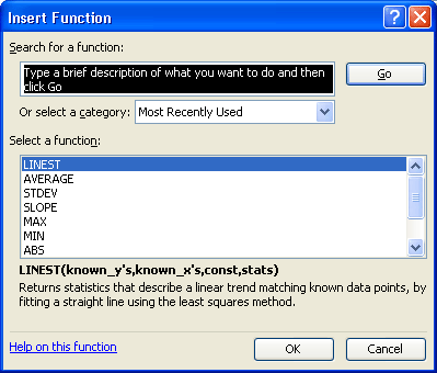 Function Selector Dialog